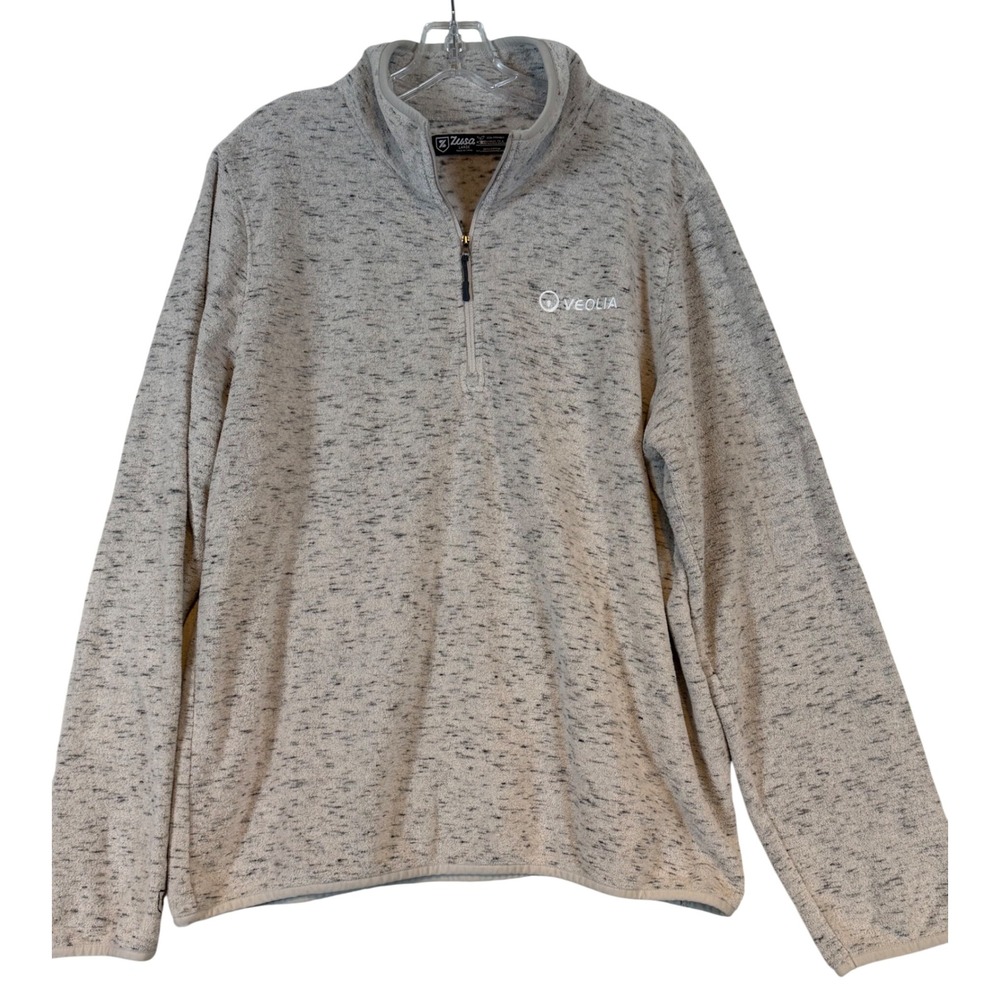 Zusa Mens Gray Heather 1/4 Zip Fleece Pullover Corporate Logo •L• Gorpcore Layer